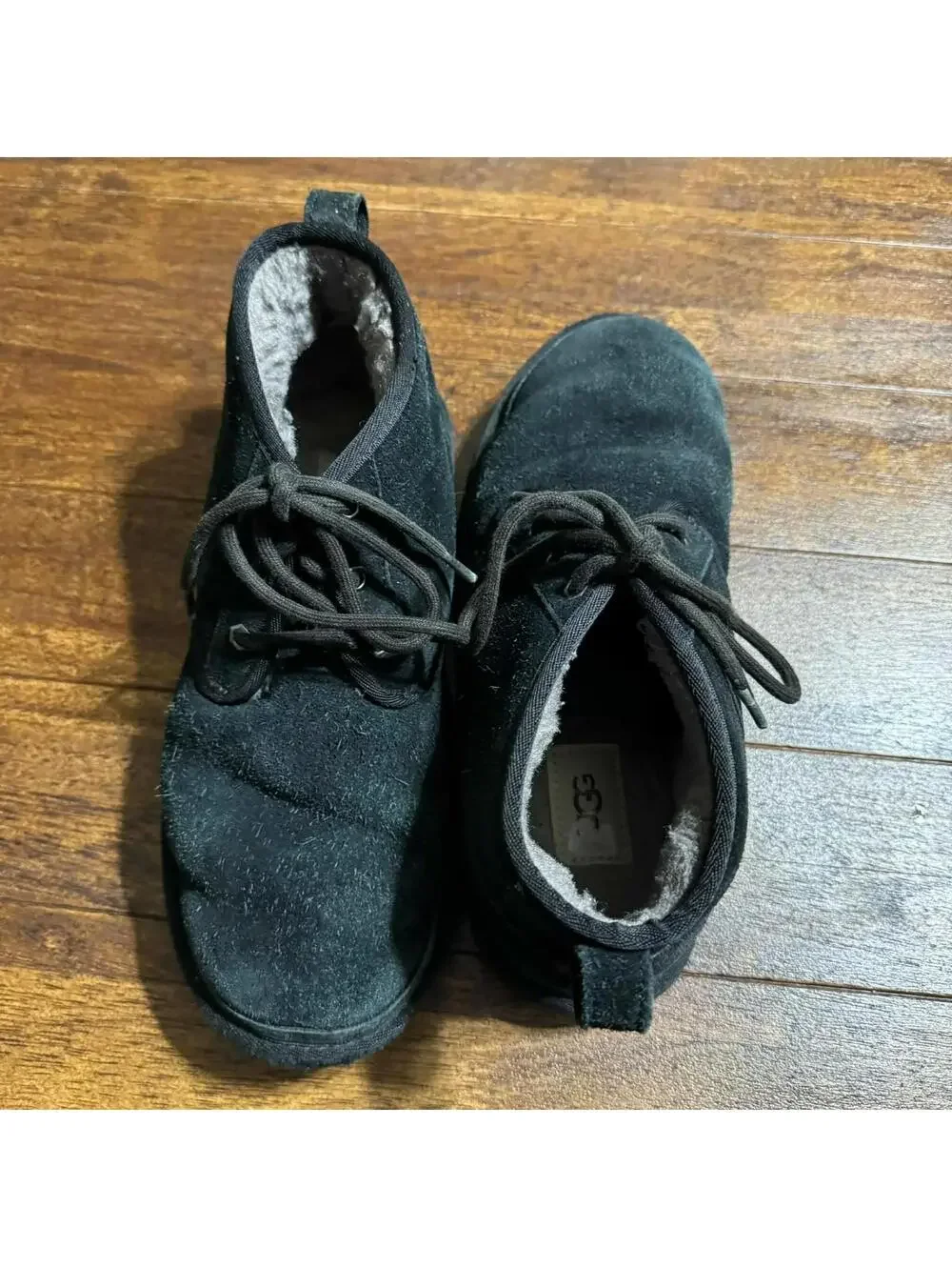 UGG Neumel Chukka Boots Men's 8 Black Suede Shearling Fur Lined 3236